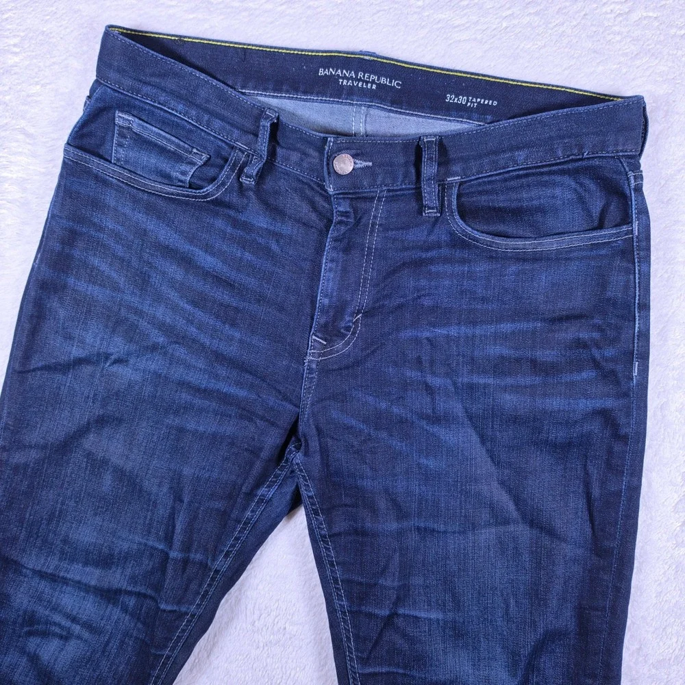 Banana Republic Traveler Mens 32x30 Blue Tapered Fit Stretch Jeans 1166